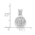 14K White Gold Our Lady of Guadalupe Semi-solid Round Pendant - Product Photo