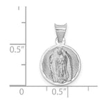 14K White Gold Our Lady of Guadalupe Semi-solid Round Pendant - Product Photo