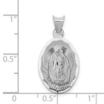 14K White Gold Our Lady of Guadalupe Semi-solid Oval Pendant - Product Photo