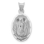 14K White Gold Our Lady of Guadalupe Semi-solid Oval Pendant - Product Photo