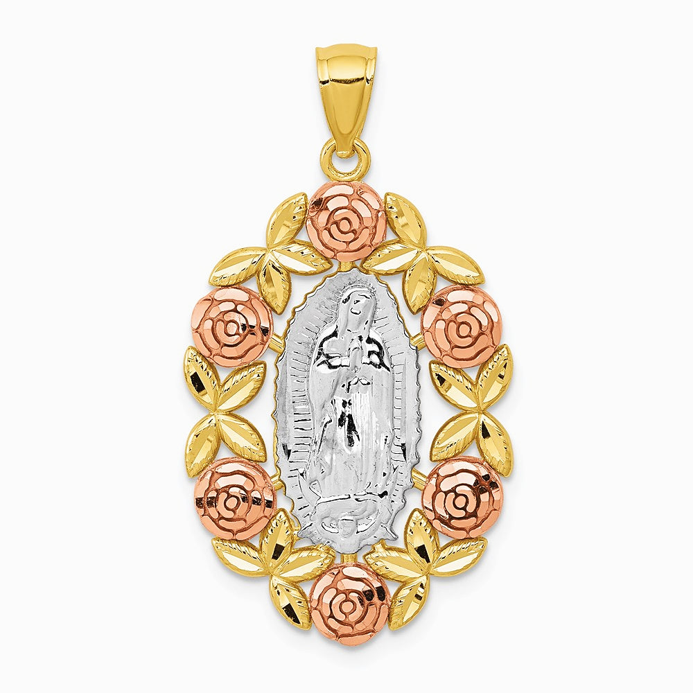 14K Two-Tone with White Rhodium Lady Of Guadalupe Pendant
