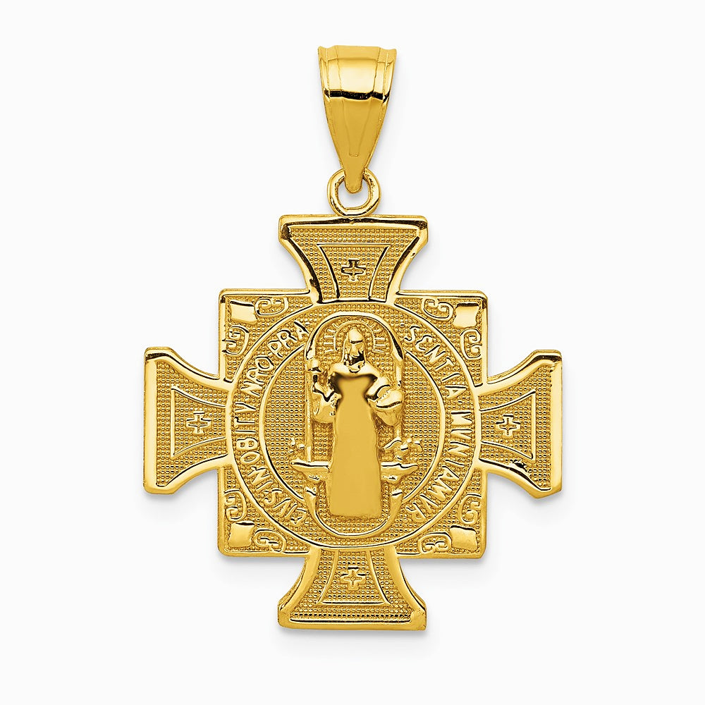14K Yellow Gold San Benito 2-Sided Cross Pendant - Product Photo