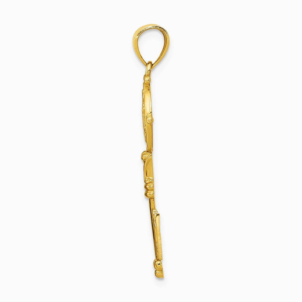 14K Yellow Gold San Benito 2-Sided Key Pendant - Product Photo