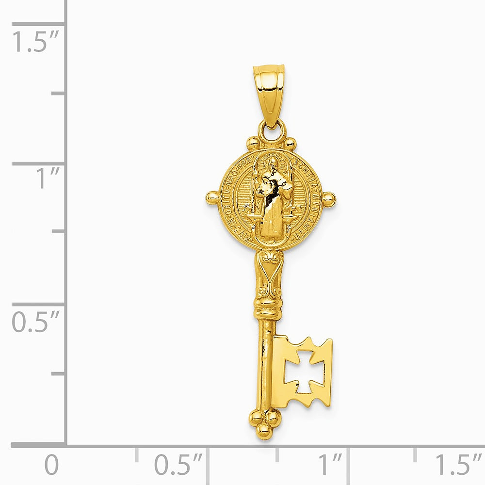 14K Yellow Gold San Benito 2-Sided Key Pendant - Product Photo