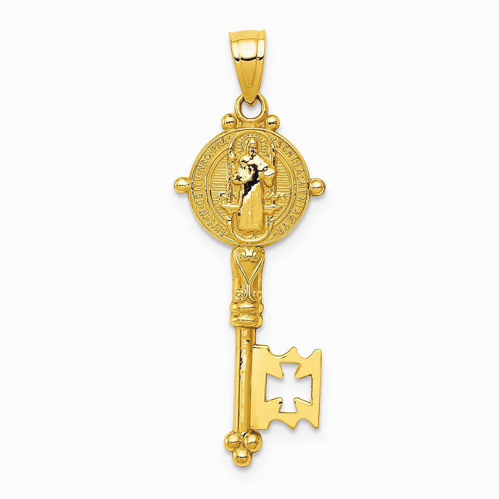 14K Yellow Gold San Benito 2-Sided Key Pendant - Product Photo