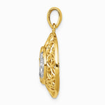 14K Yellow & Rhodium with Rhodium Polished Filigree Guardian Angel Pendant - Product Photo