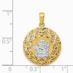 14K Yellow & Rhodium with Rhodium Polished Filigree Guardian Angel Pendant - Product Photo
