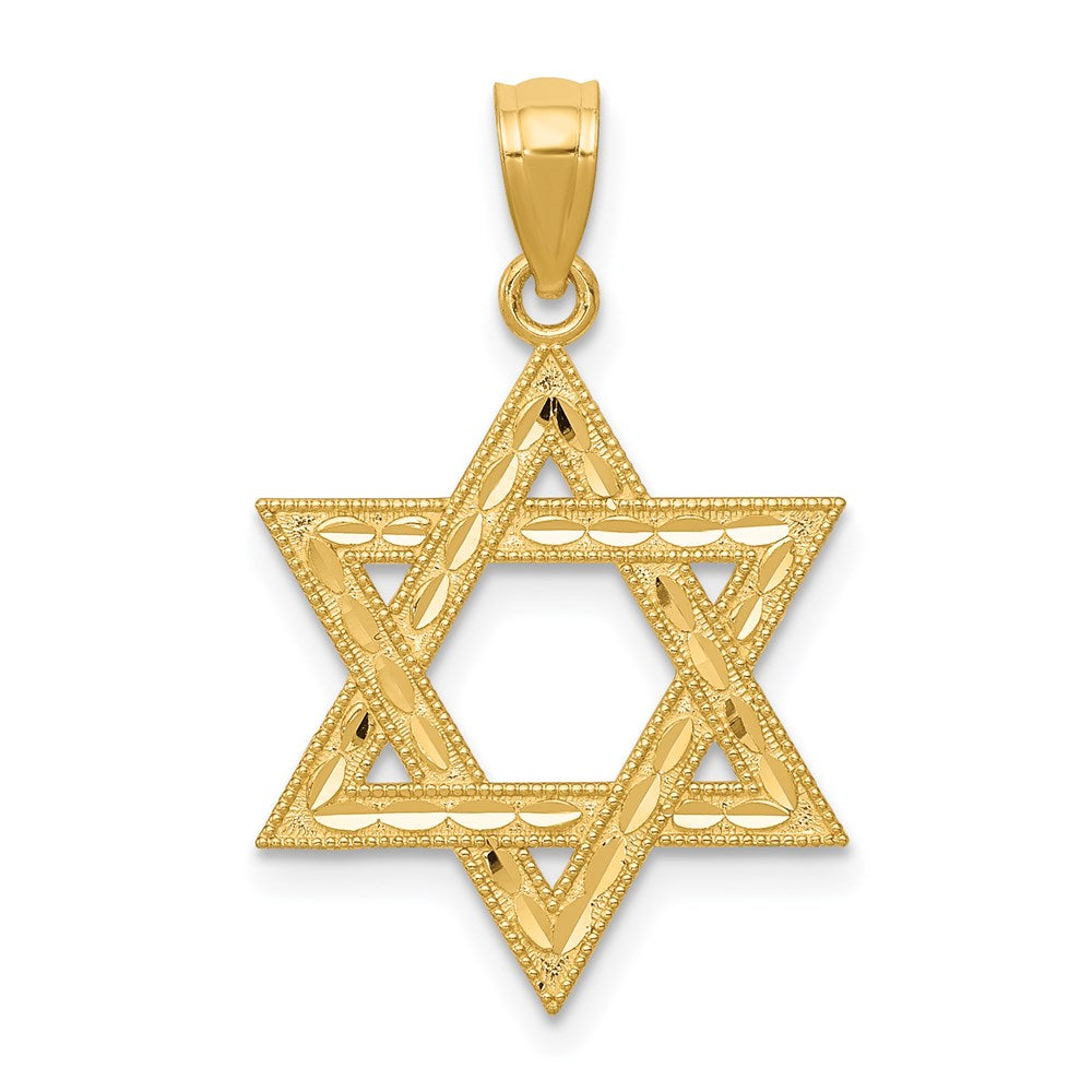 14k Diamond-cut Polished Star of David Pendant - Product Photo