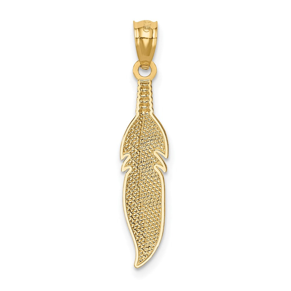 14k Polished Feather Pendant - Product Photo
