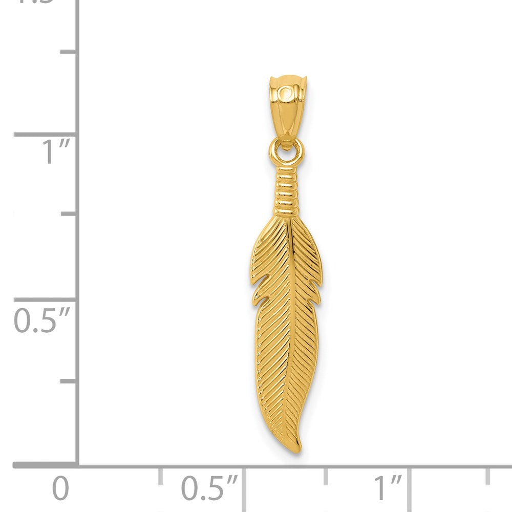 14k Polished Feather Pendant - Product Photo