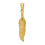 14k Polished Feather Pendant - Product Photo