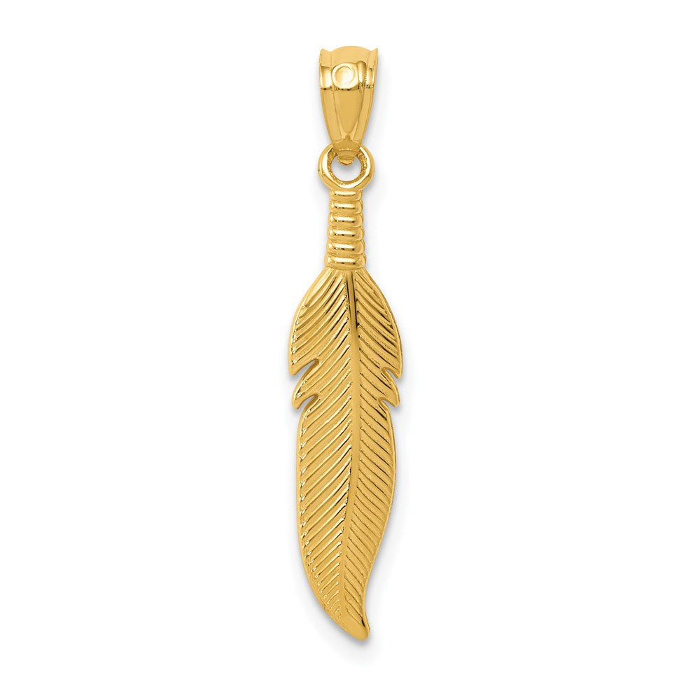 14k Polished Feather Pendant - Product Photo