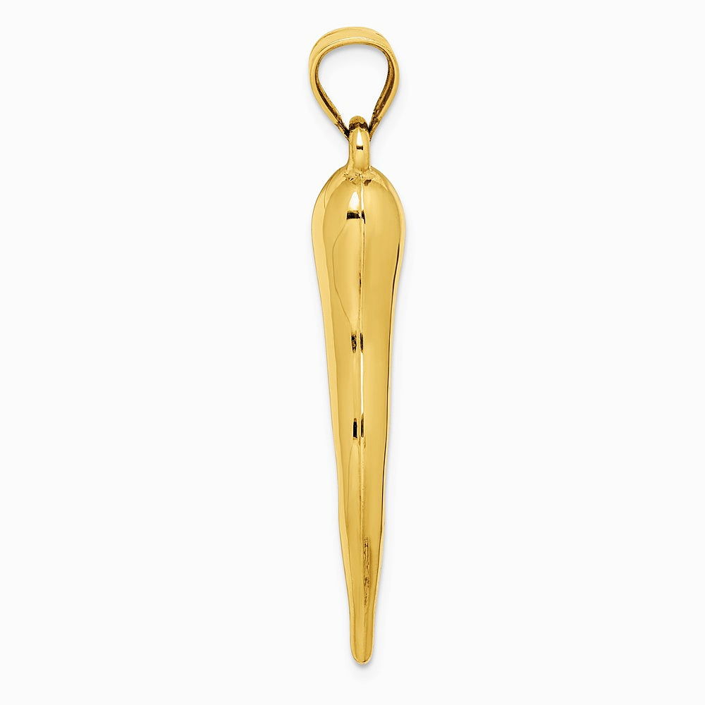 10K / 14K Yellow Gold Hollow Italian Horn Pendant - Product Photo