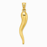 10K / 14K Yellow Gold Hollow Italian Horn Pendant - Product Photo