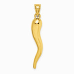 10K / 14K Yellow Gold Hollow Italian Horn Pendant - Product Photo