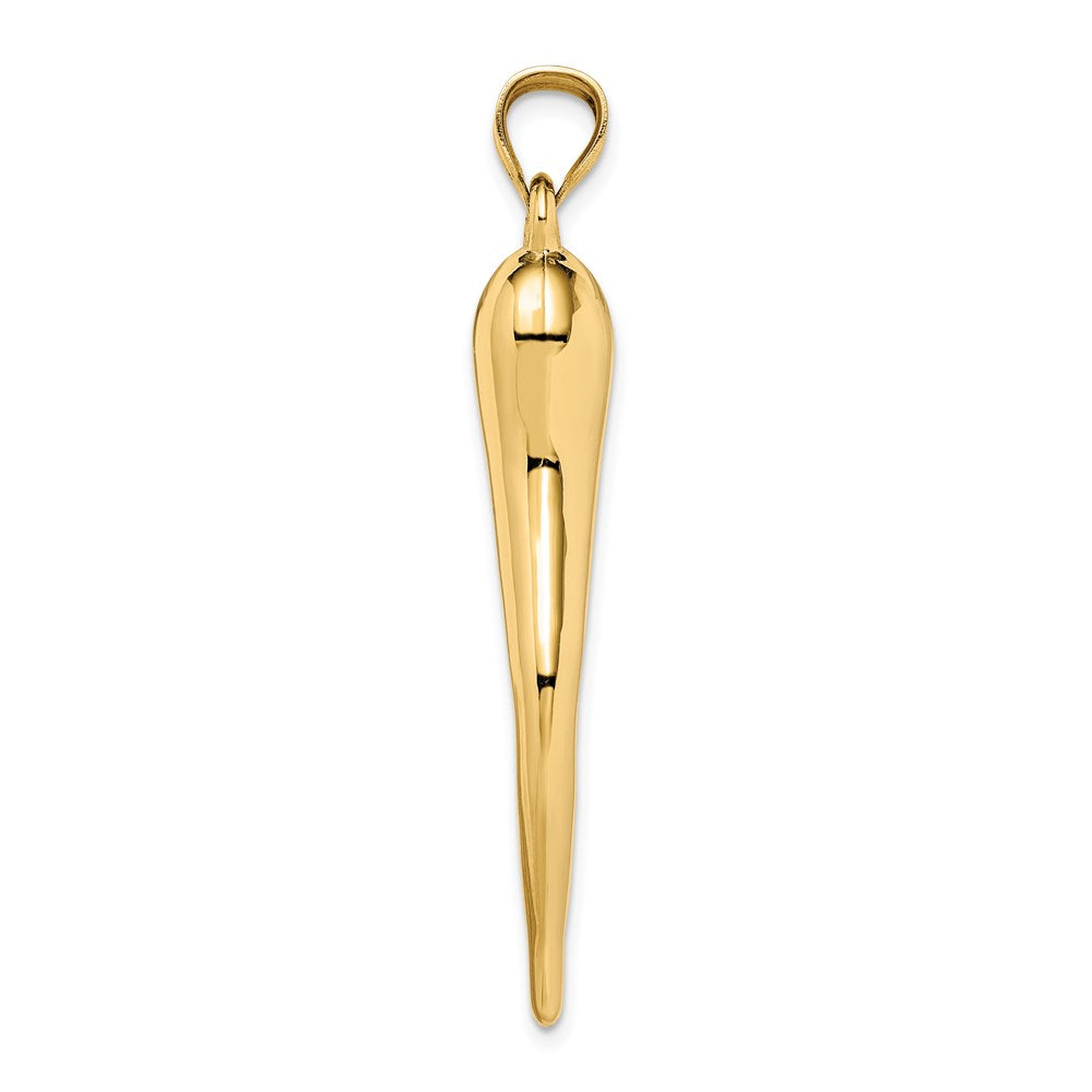 10K / 14K Yellow Gold Hollow Italian Horn Pendant - Product Photo