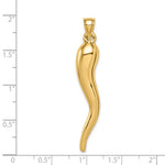 10K / 14K Yellow Gold Hollow Italian Horn Pendant - Product Photo