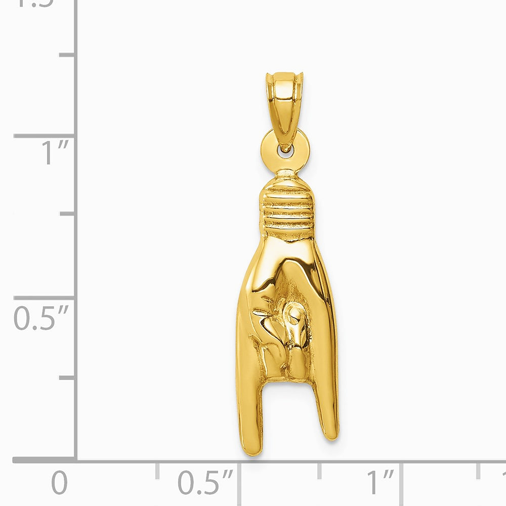 10K / 14K Yellow Gold 3D Hollow Rock On Sign Charm - Product Photo