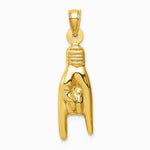 10K / 14K Yellow Gold 3D Hollow Rock On Sign Charm - Product Photo