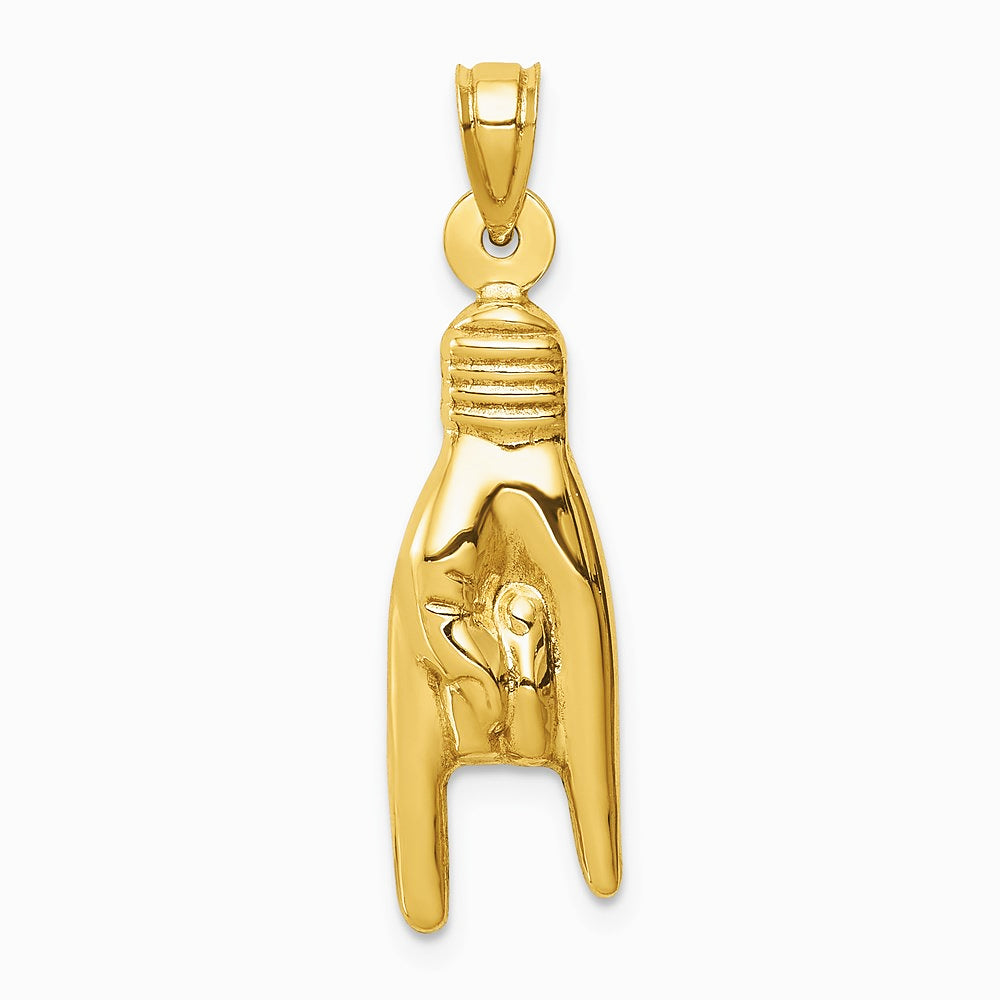 10K / 14K Yellow Gold 3D Hollow Rock On Sign Charm - Product Photo