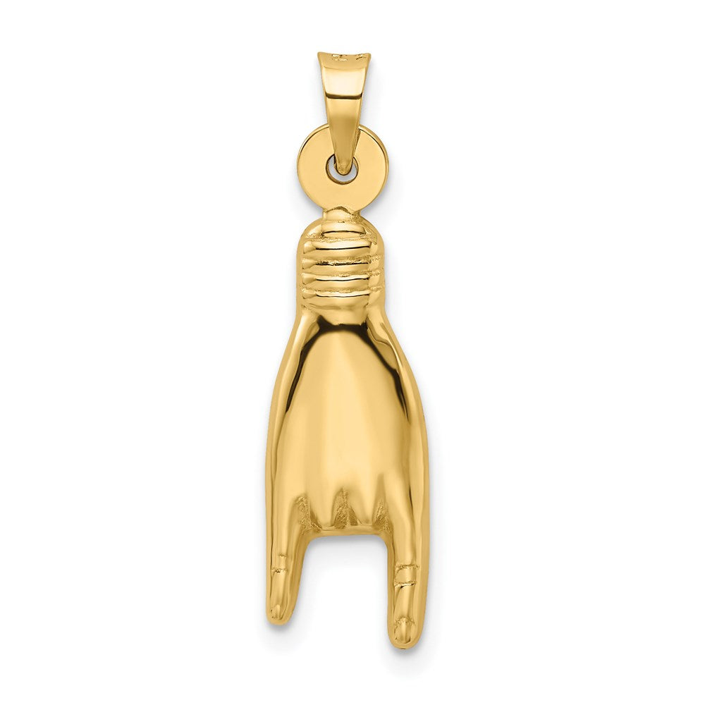 10K / 14K Yellow Gold 3D Hollow Rock On Sign Charm - Product Photo