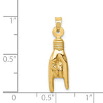10K / 14K Yellow Gold 3D Hollow Rock On Sign Charm - Product Photo