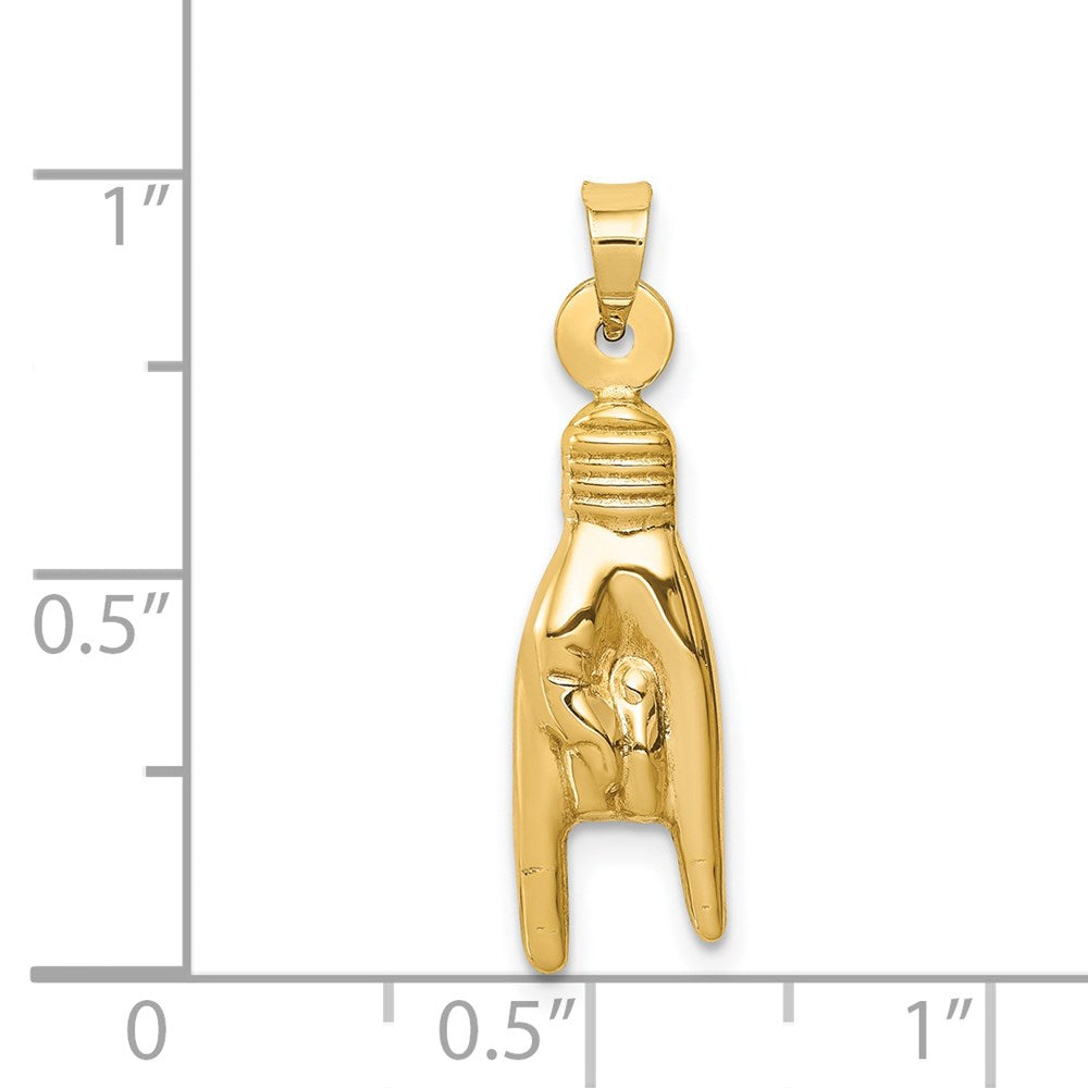 10K / 14K Yellow Gold 3D Hollow Rock On Sign Charm - Product Photo