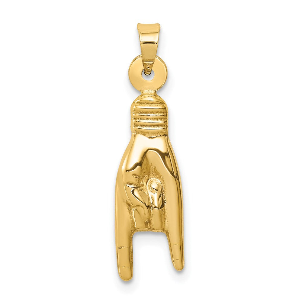 10K / 14K Yellow Gold 3D Hollow Rock On Sign Charm - Product Photo