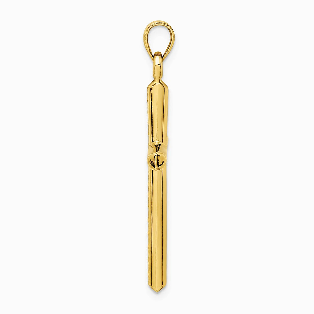 14K Yellow Gold Hollow Diamond-cut Cross Pendant - Product Photo