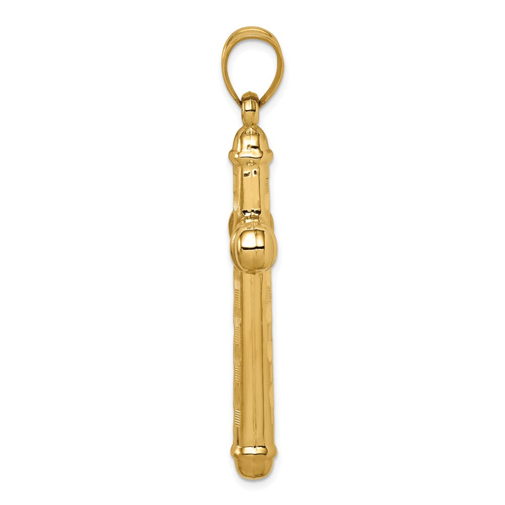 14K Yellow Gold Hollow Diamond-cut Cross Pendant - Product Photo