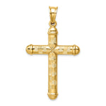 14K Yellow Gold Hollow Diamond-cut Cross Pendant - Product Photo