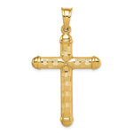 14K Yellow Gold Hollow Diamond-cut Cross Pendant - Product Photo