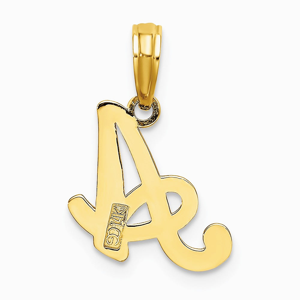 10K / 14K Yellow Gold Polished A Script Initial Charm - Product Photo