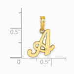 10K / 14K Yellow Gold Polished A Script Initial Charm - Product Photo