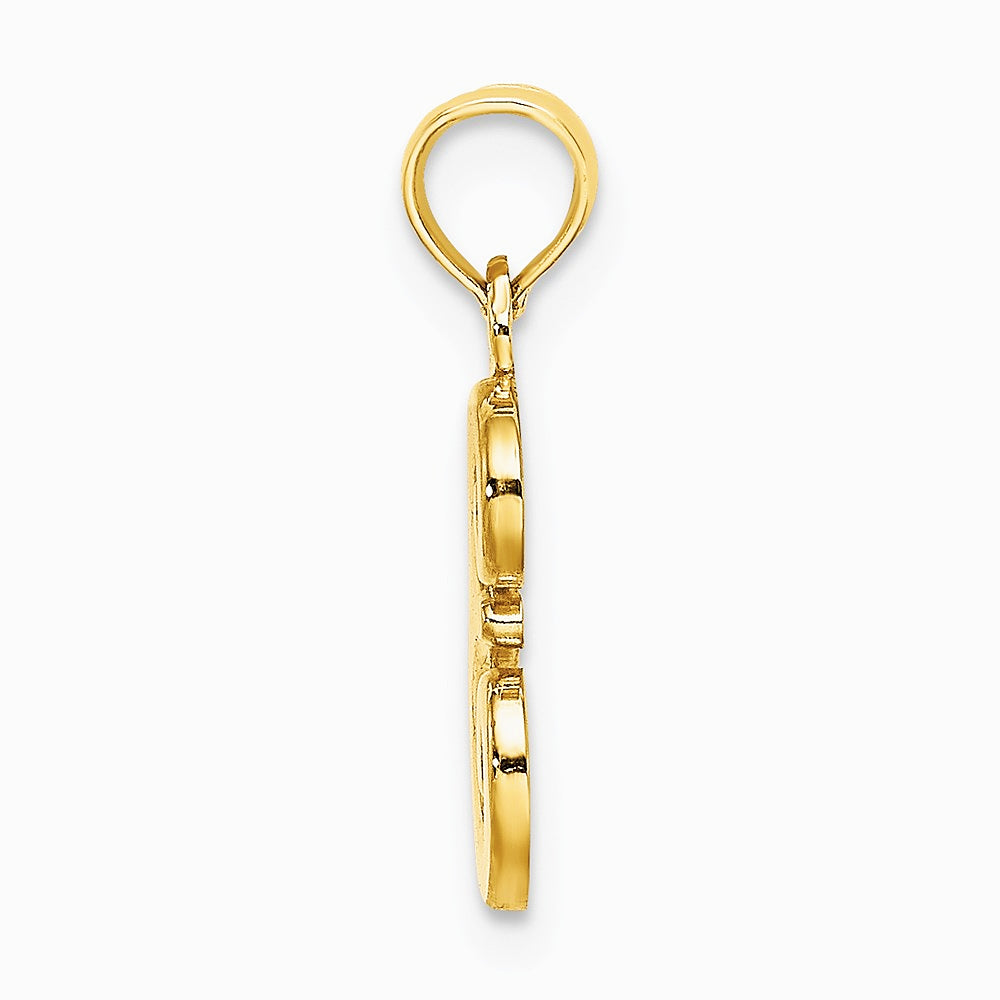 10K / 14K Yellow Gold Polished E Script Initial Charm - Product Photo