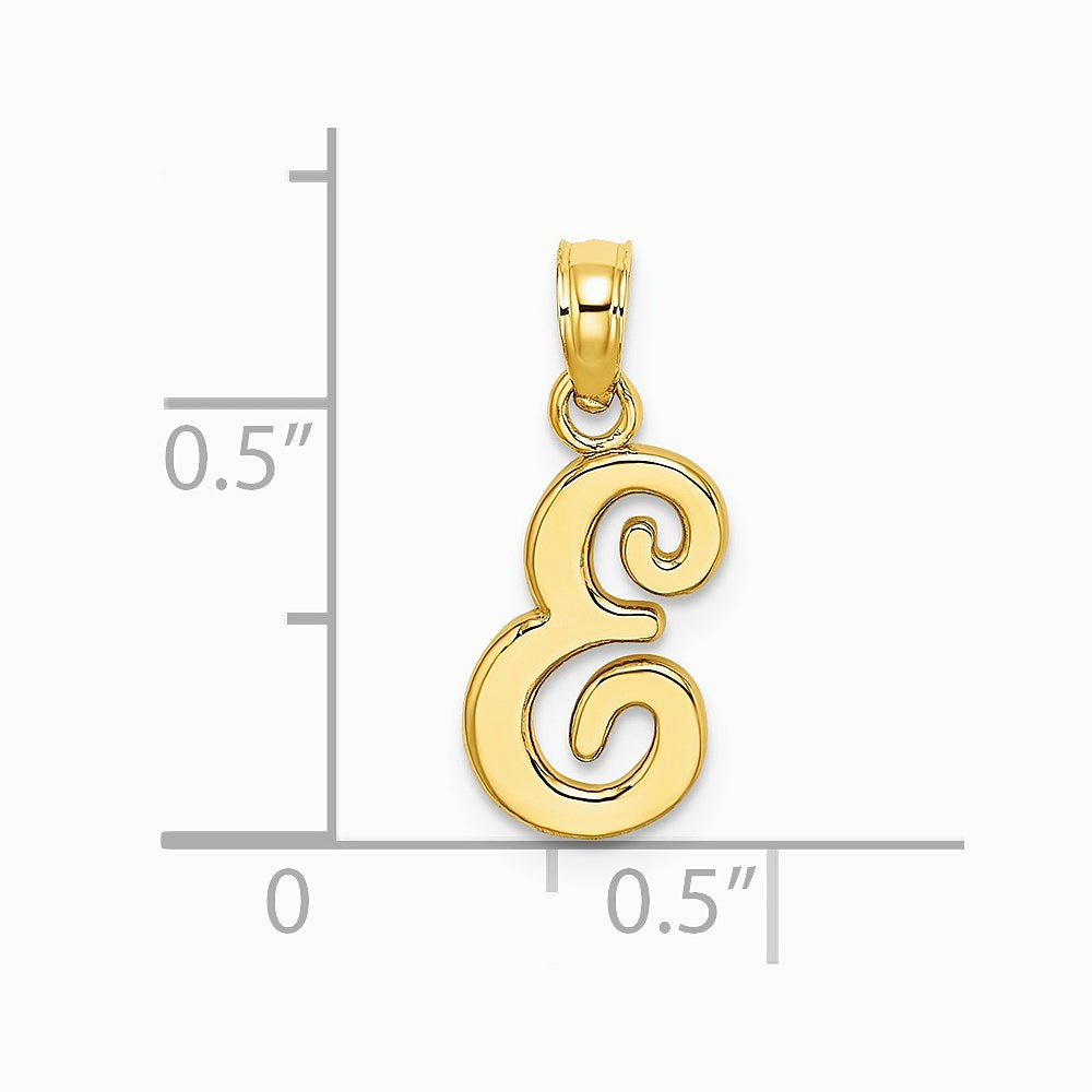 10K / 14K Yellow Gold Polished E Script Initial Charm - Product Photo