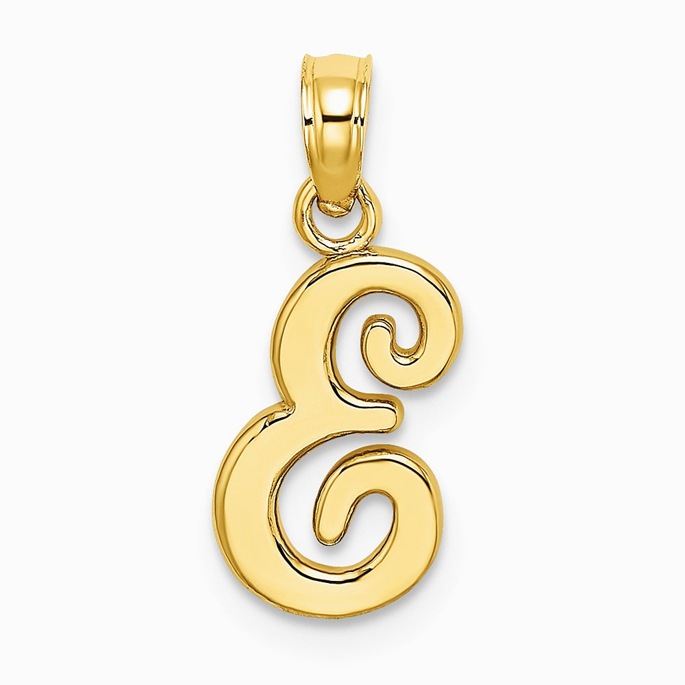 10K / 14K Yellow Gold Polished E Script Initial Charm - Product Photo