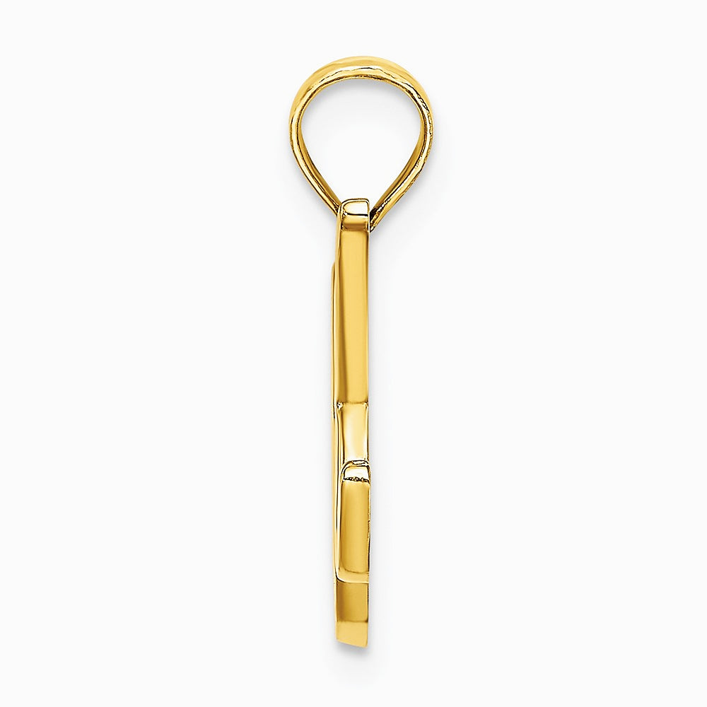 10K / 14K Yellow Gold Polished K Script Initial Charm - Product Photo