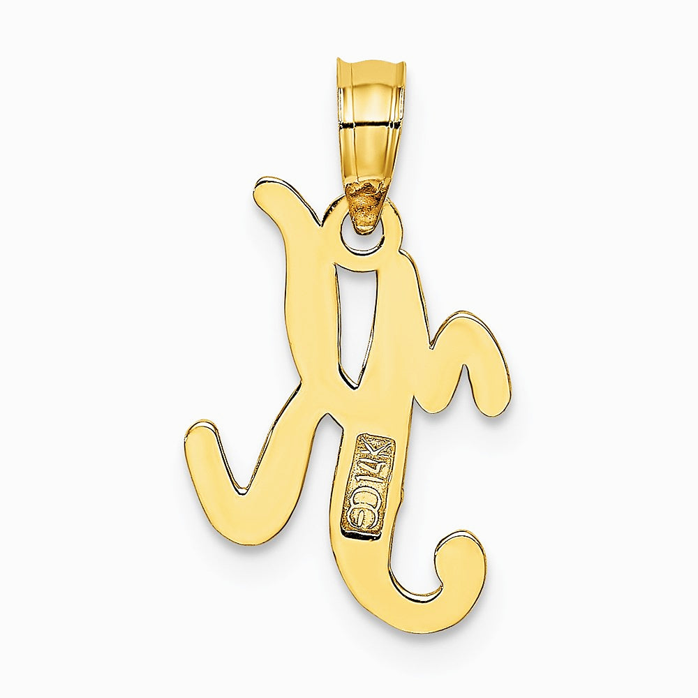 10K / 14K Yellow Gold Polished K Script Initial Charm - Product Photo