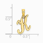 10K / 14K Yellow Gold Polished K Script Initial Charm - Product Photo