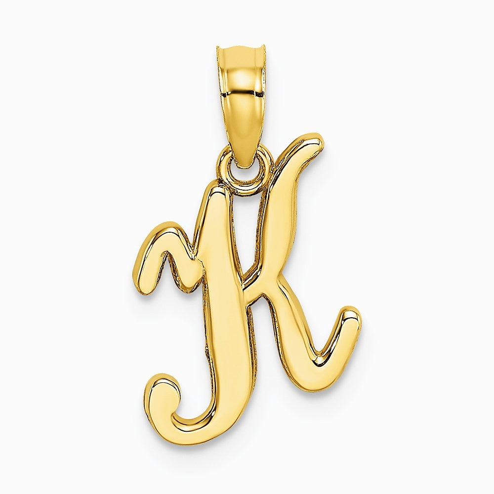 10K / 14K Yellow Gold Polished K Script Initial Charm - Product Photo