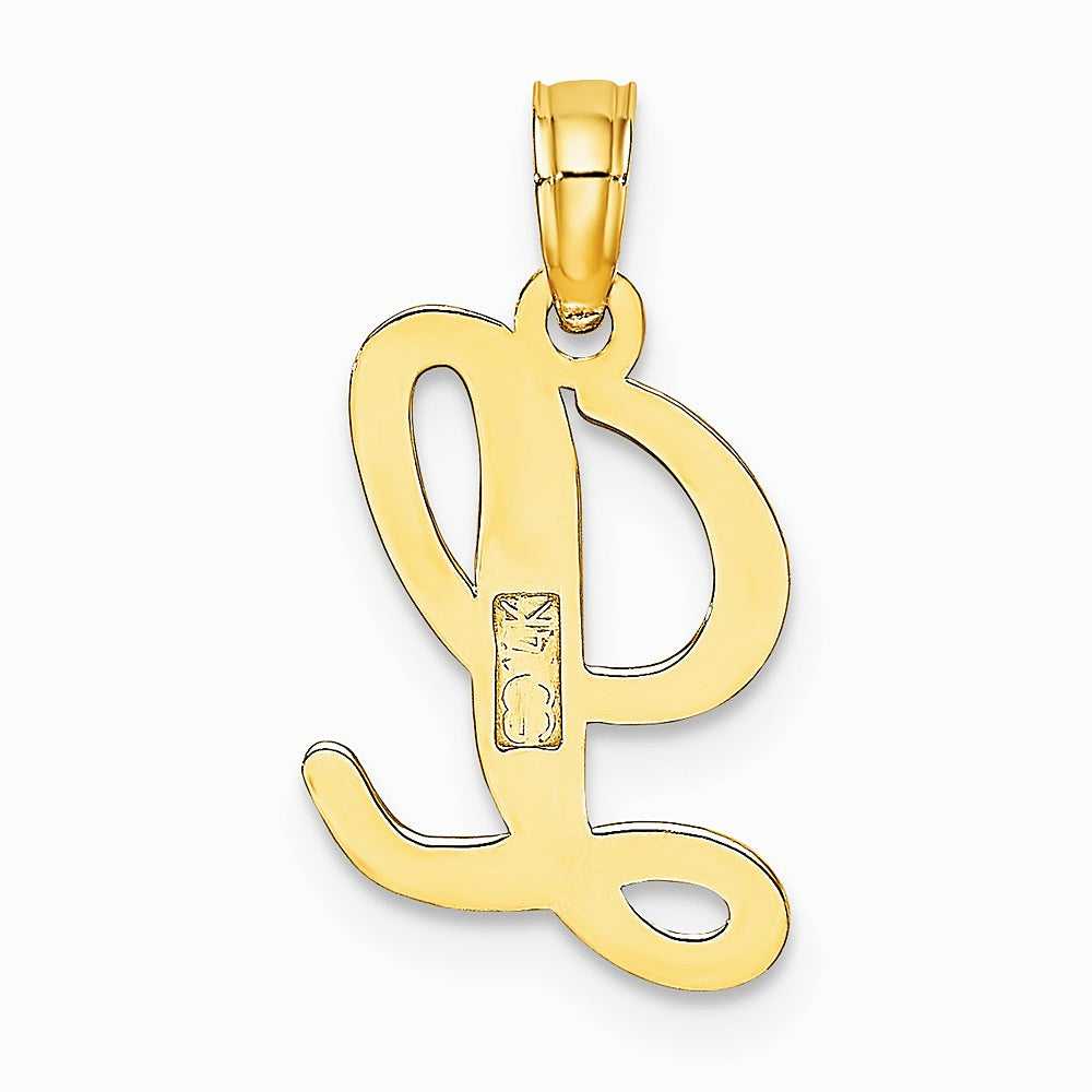 10K / 14K Yellow Gold Polished L Script Initial Charm - Product Photo