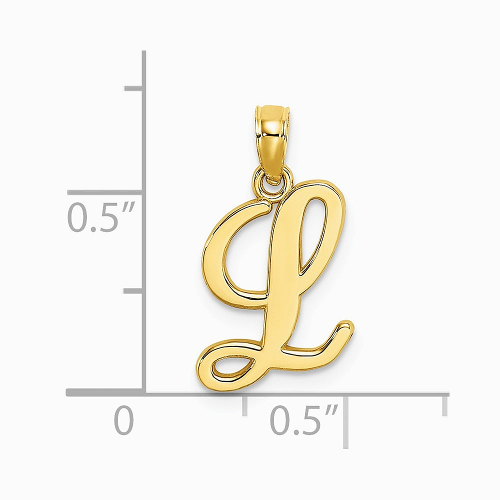 10K / 14K Yellow Gold Polished L Script Initial Charm - Product Photo