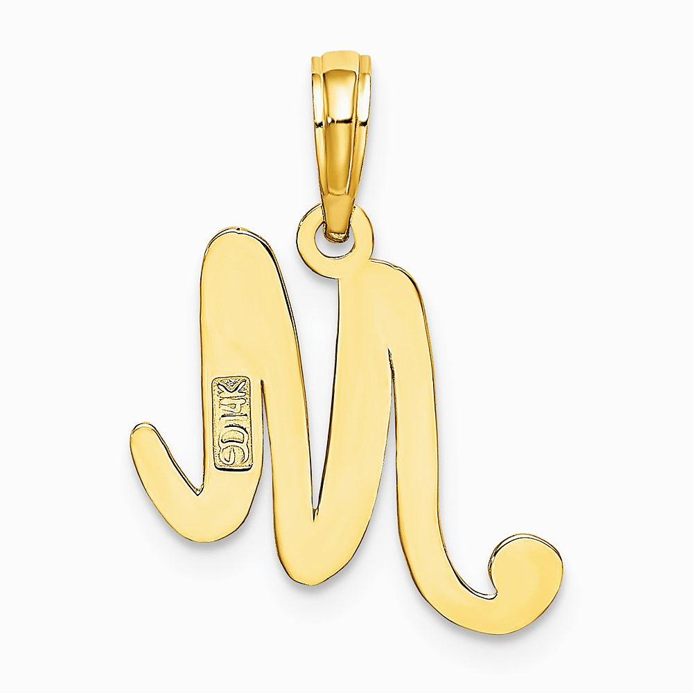 10K / 14K Yellow Gold Polished M Script Initial Charm - Product Photo