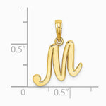 10K / 14K Yellow Gold Polished M Script Initial Charm - Product Photo