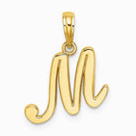 10K / 14K Yellow Gold Polished M Script Initial Charm - Product Photo
