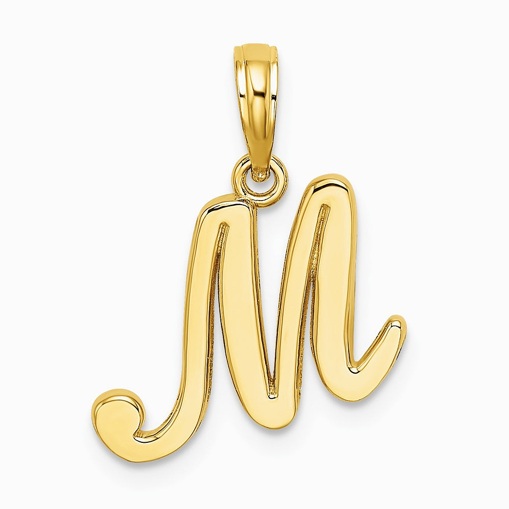10K / 14K Yellow Gold Polished M Script Initial Charm - Product Photo