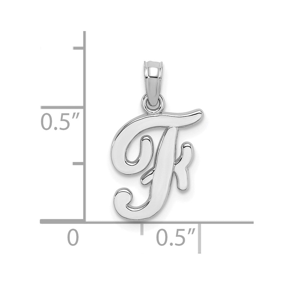 10K / 14K White Gold Polished F Script Initial Charm - Product Photo