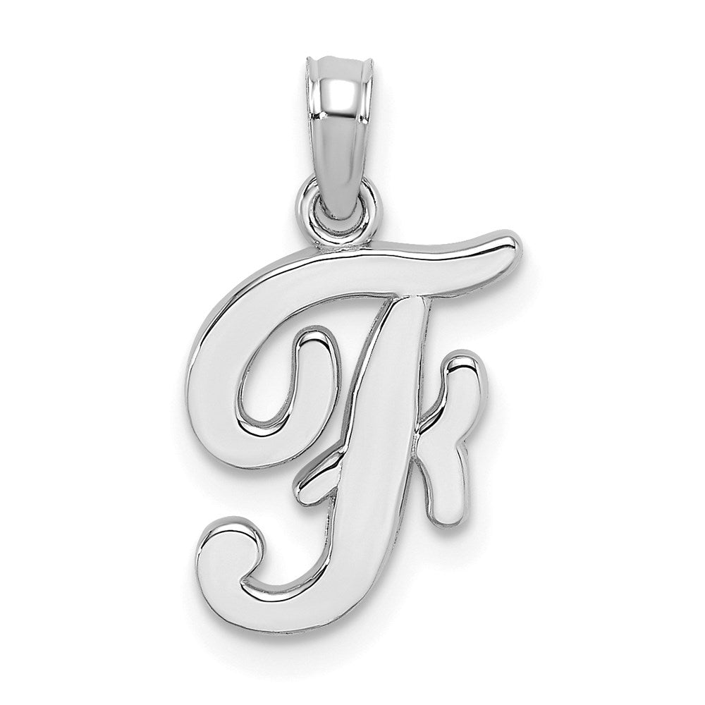 10K / 14K White Gold Polished F Script Initial Charm - Product Photo