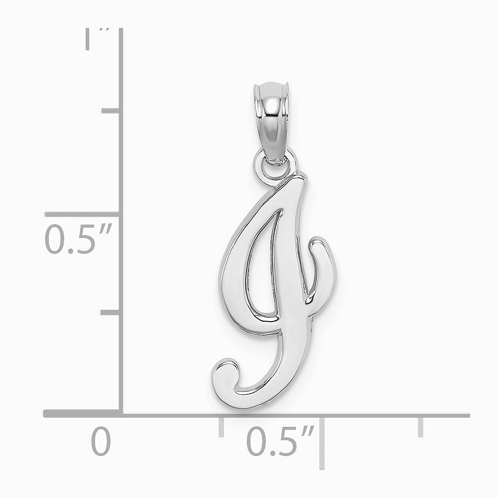 10K / 14K White Gold Polished I Script Initial Charm - Product Photo